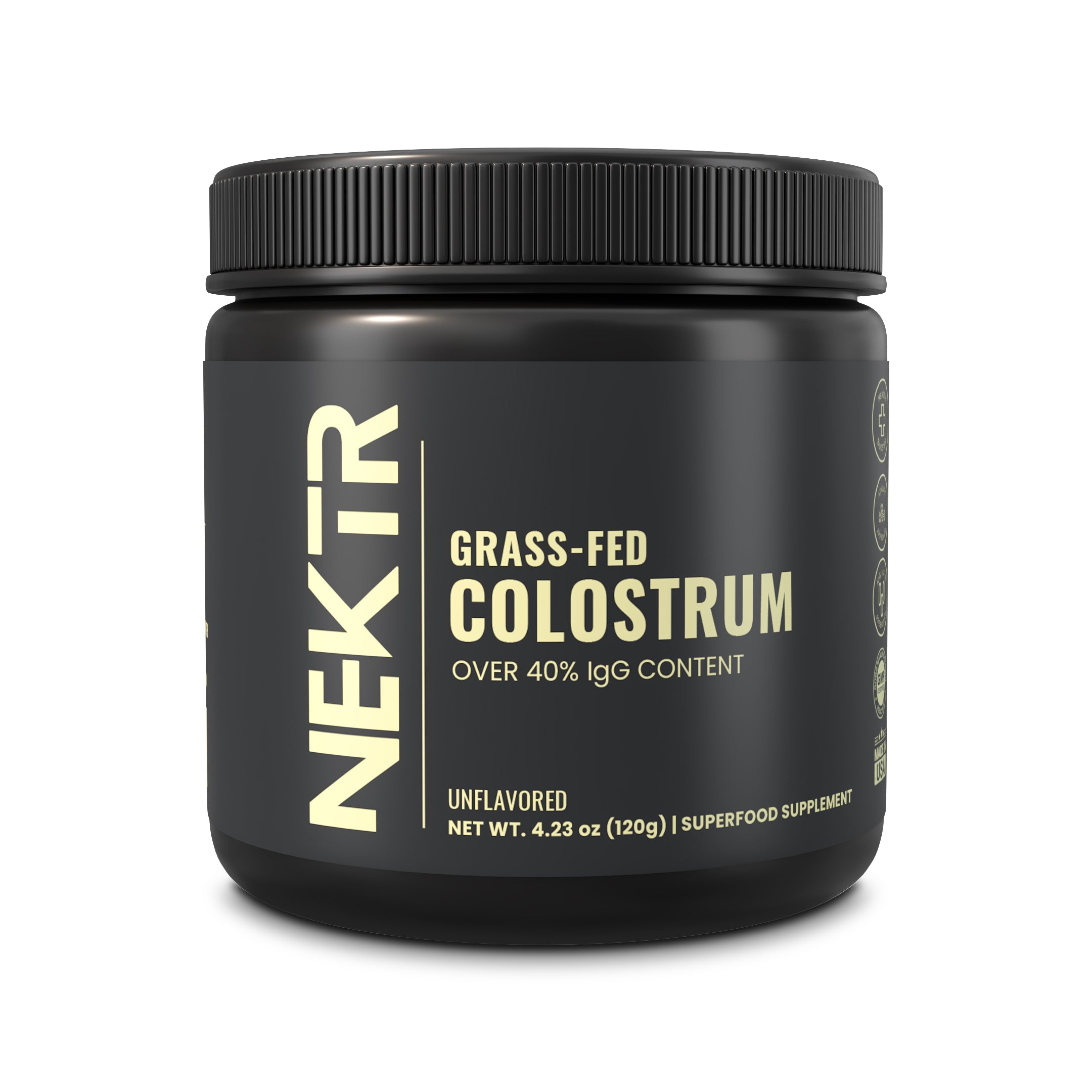 NEKTR Colostrum Front of Jar.